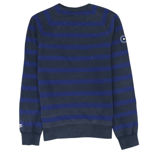 Nike Men's Blue Striped Crew Neck Pullover Sweatshirt S Regular Fit