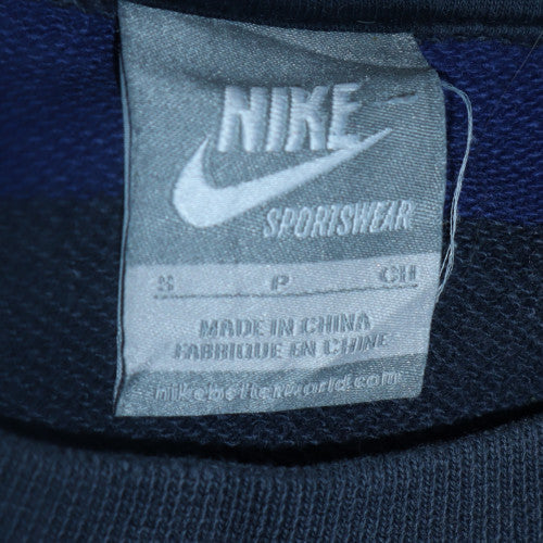Nike Men's Blue Striped Crew Neck Pullover Sweatshirt S Regular Fit