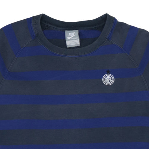 Nike Men's Blue Striped Crew Neck Pullover Sweatshirt S Regular Fit