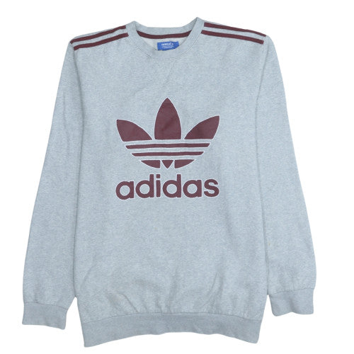 Adidas Mens Grey Crew Neck Logo Sweatshirt L Classic Fit