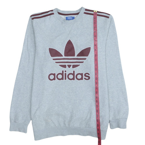 Adidas Mens Grey Crew Neck Logo Sweatshirt L Classic Fit