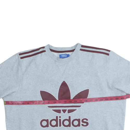 Adidas Mens Grey Crew Neck Logo Sweatshirt L Classic Fit