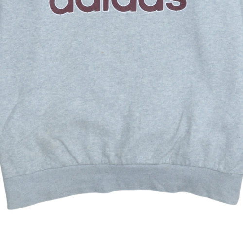 Adidas Mens Grey Crew Neck Logo Sweatshirt L Classic Fit