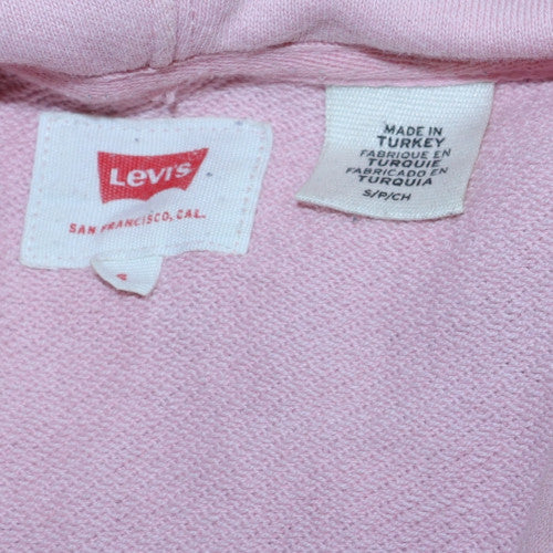 Levi's Womens Pink Pullover Hoodie Size S Logo Front Cotton Blend