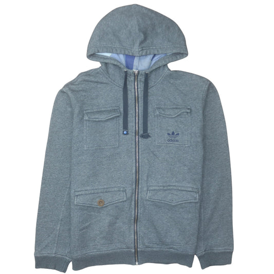 Adidas Mens Grey Full Zip Hooded Track Jacket Size L