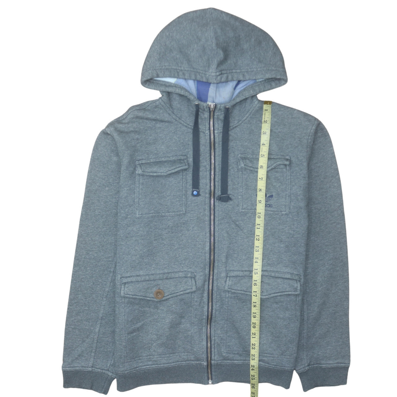 Adidas Mens Grey Full Zip Hooded Track Jacket Size L