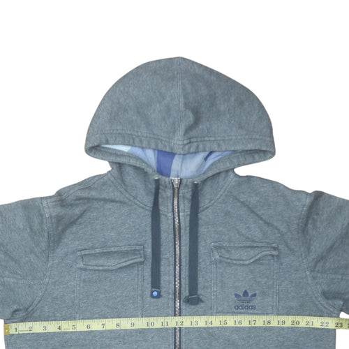 Adidas Mens Grey Full Zip Hooded Track Jacket Size L