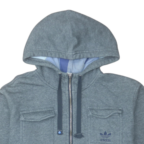 Adidas Mens Grey Full Zip Hooded Track Jacket Size L