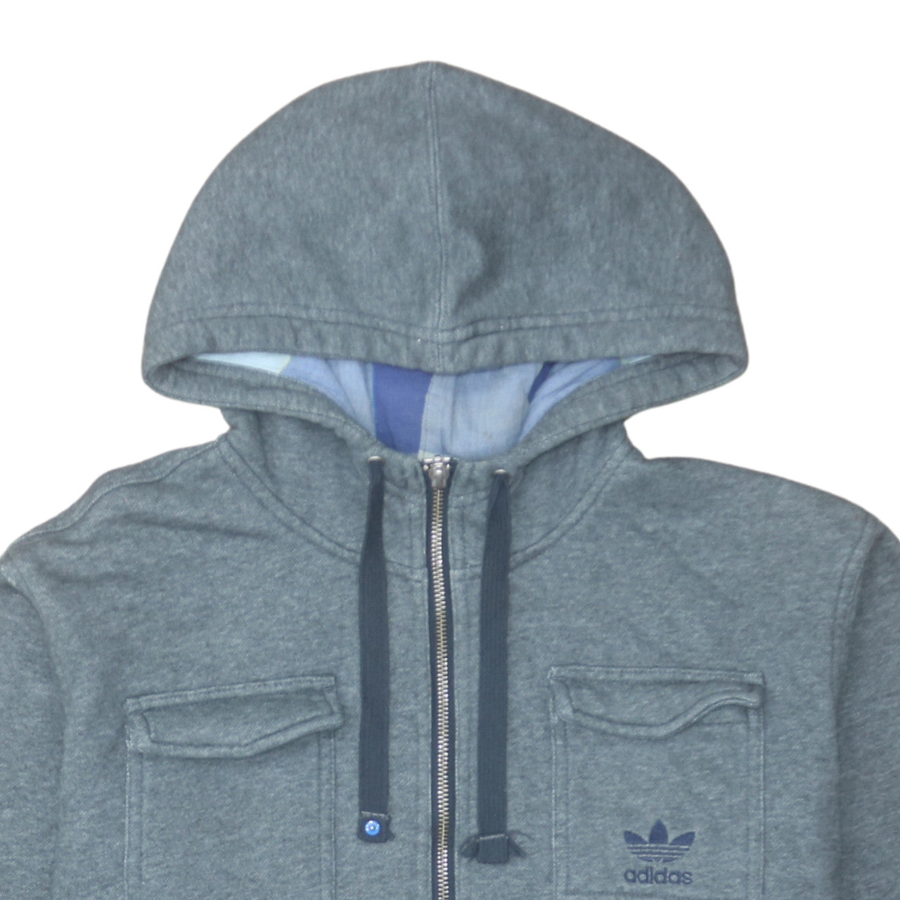 Adidas Mens Grey Full Zip Hooded Track Jacket Size L