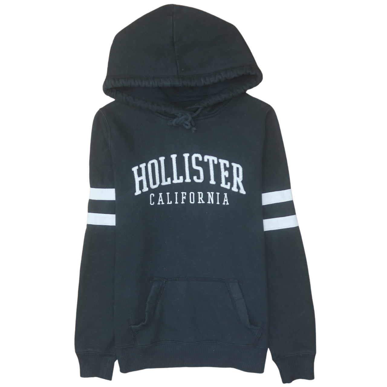 Hollister Women Black Small Pullover Hoodie with Logo Design