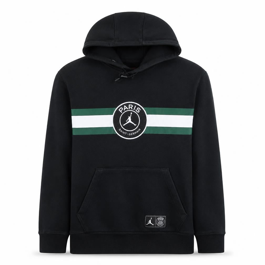 Front view of Jordan Paris Saint-Germain Black Men's Pullover Hoodie M