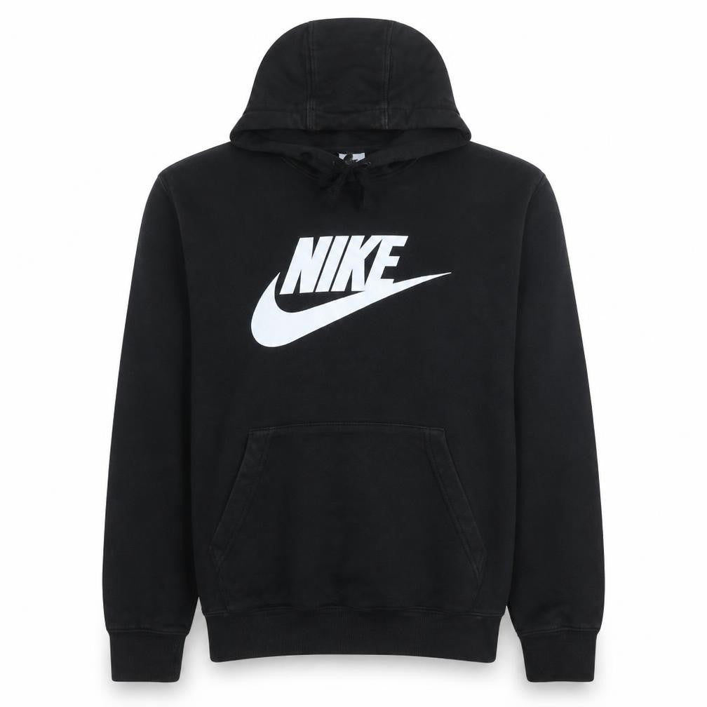 Front view of Nike Men's Black Pullover Hoodie M Logo Fleece Sweatshirt