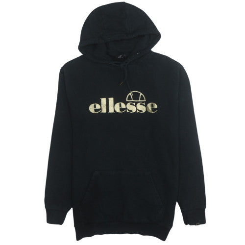 Ellesse Mens Black Pullover Hoodie S Gold Logo Sweatshirt