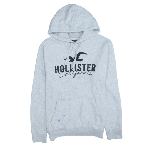 Hollister Men’s Grey Pullover Hoodie Size M Logo Fleece Sweatshirt