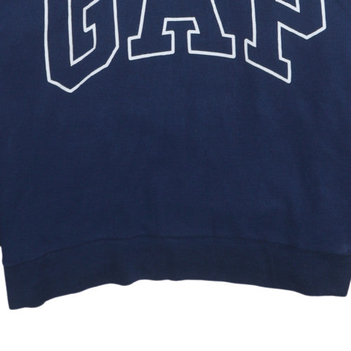 GAP Womens Navy Blue Pullover Hoodie Large Logo Sweatshirt