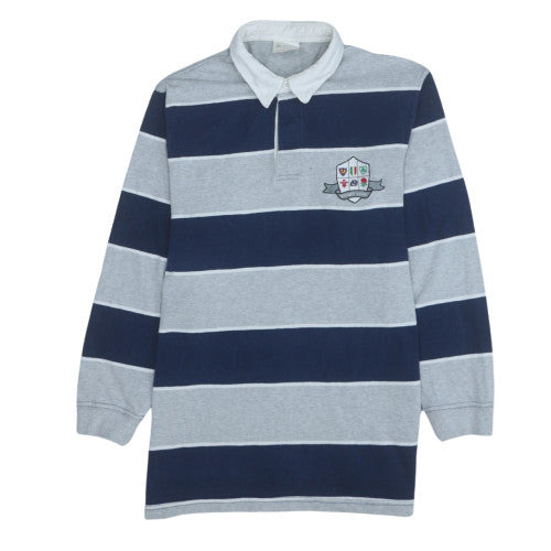 All Nations Mens Grey Blue Rugby Sweatshirt Small Long Sleeve