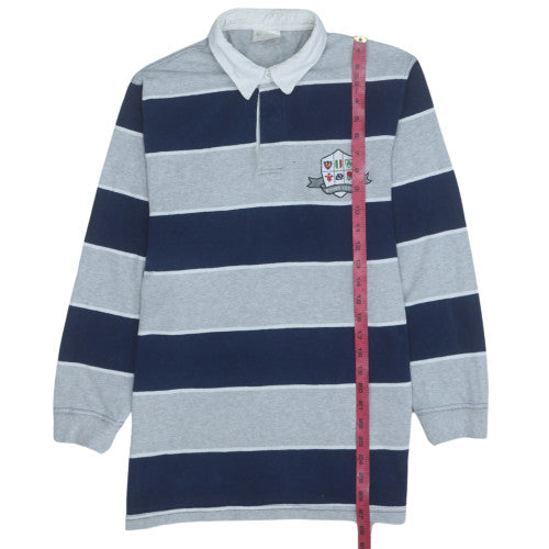 All Nations Mens Grey Blue Rugby Sweatshirt Small Long Sleeve