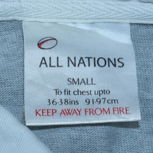 All Nations Mens Grey Blue Rugby Sweatshirt Small Long Sleeve