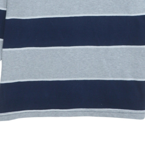 All Nations Mens Grey Blue Rugby Sweatshirt Small Long Sleeve