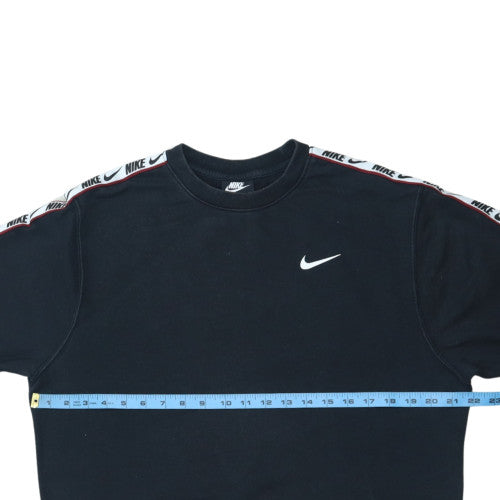 Nike Men's Black Small Crew Neck Logo Sweatshirt Cotton Blend