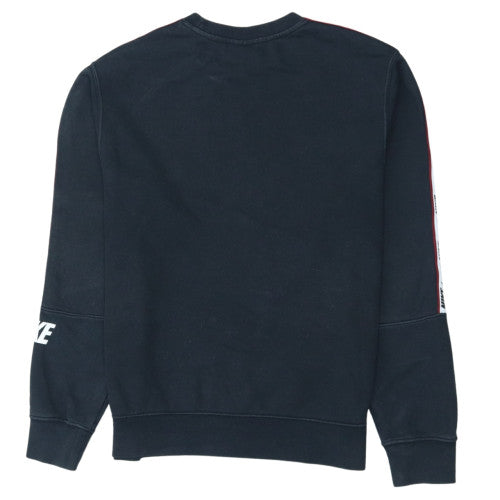 Nike Men's Black Small Crew Neck Logo Sweatshirt Cotton Blend