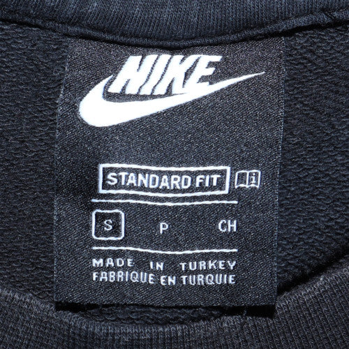 Nike Men's Black Small Crew Neck Logo Sweatshirt Cotton Blend