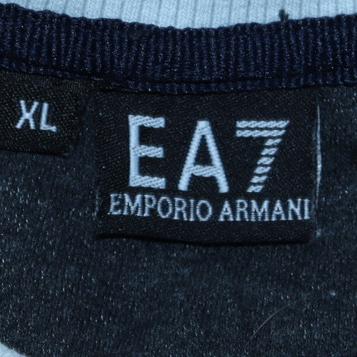 Emporio Armani EA7 Men's Blue XL Pullover Crew Neck Sweatshirt