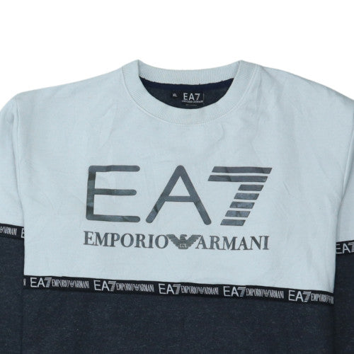 Emporio Armani EA7 Men's Blue XL Pullover Crew Neck Sweatshirt
