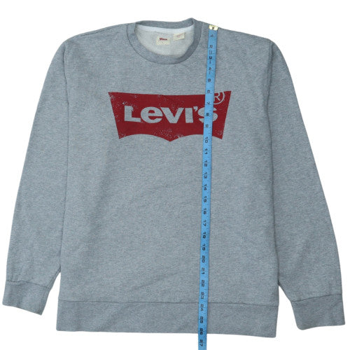 Levi's Men's Grey Logo Crew Neck Pullover Sweatshirt Size L