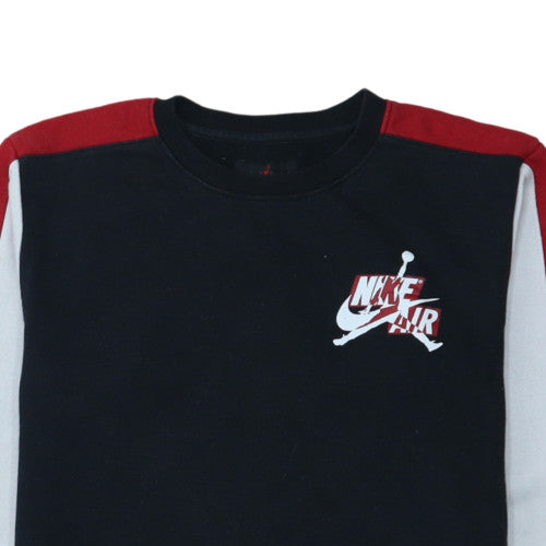 Nike Jordan Boys Black Red Crew Neck Sweatshirt 12-13 Years Cotton Blend