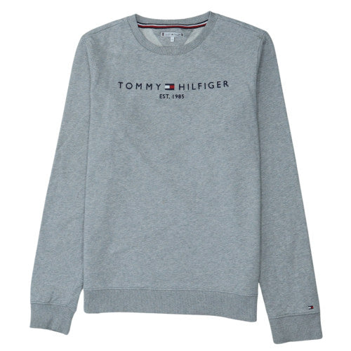 Tommy Hilfiger Men's Grey Cotton Crew Neck Logo Sweatshirt S
