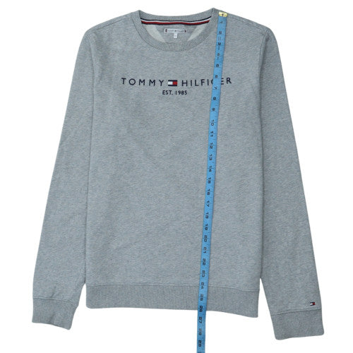 Tommy Hilfiger Men's Grey Cotton Crew Neck Logo Sweatshirt S