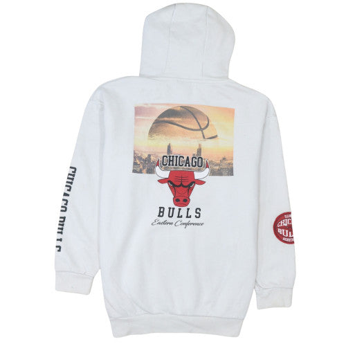 NBA Boys White Chicago Bulls Pullover Hoodie 13-14 Years Fleece Sweatshirt