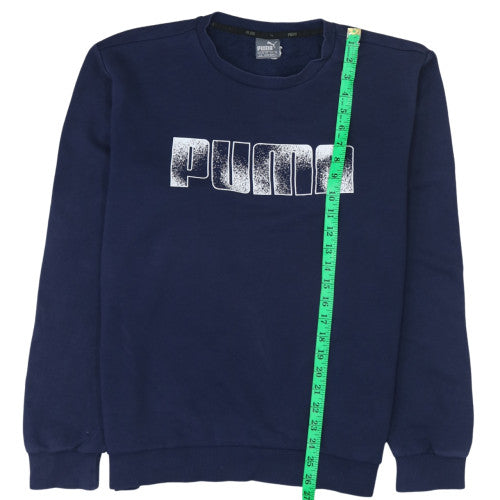 Puma Men Blue Pullover Sweatshirt L Regular Fit Crew Neck