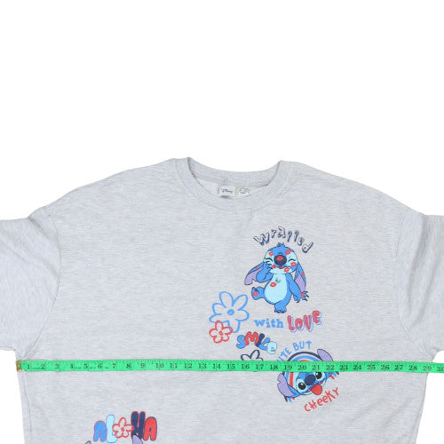 Disney Women Grey Stitch Pullover Sweatshirt Size 18/20 Graphic Print