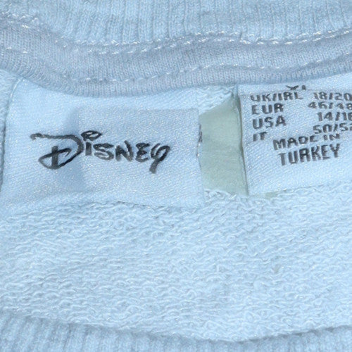 Disney Women Grey Stitch Pullover Sweatshirt Size 18/20 Graphic Print