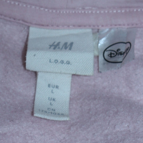H&M Disney L.O.G.G. Pink Hoodie Women L Pullover Mickey Cotton