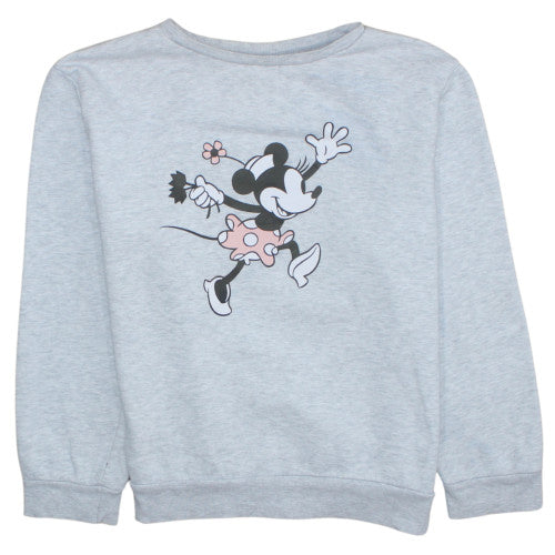 Disney Women Grey Minnie Mouse Pullover Sweatshirt L Casual