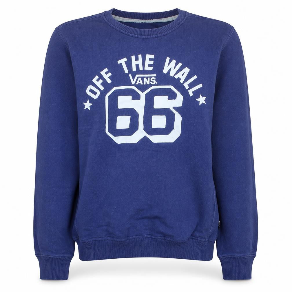 Front view of Vans Women's Blue Crew Neck Pullover Sweatshirt Medium