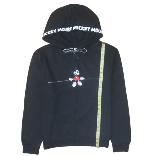 Disney Women Black Mickey Mouse Pullover Hoodie L 14/16 Graphic Print