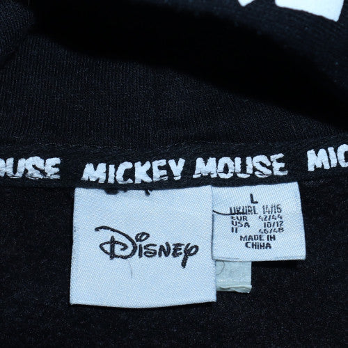Disney Women Black Mickey Mouse Pullover Hoodie L 14/16 Graphic Print