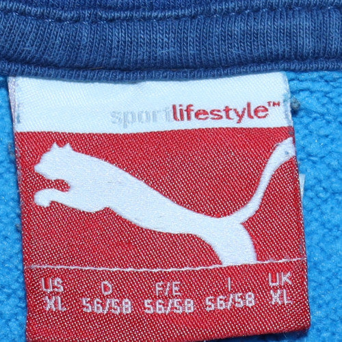 Puma Men's Blue XL Pullover Hoodie with Graphic Logo