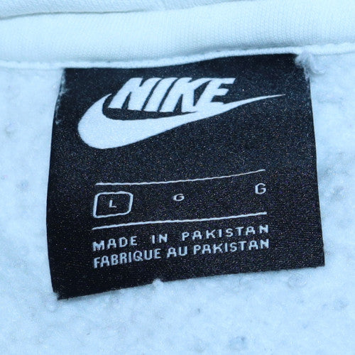 Nike Men's White Pullover Hoodie L Logo Graphic Fleece Sweatshirt