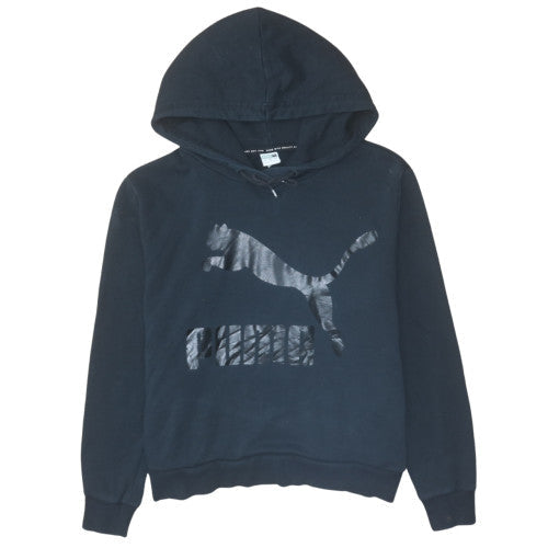 Puma Women's Black Pullover Hoodie Large Logo Sweatshirt