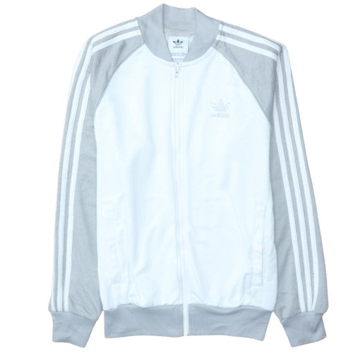 Adidas Men's White & Grey Track Jacket Size S Full Zip Casual Sports