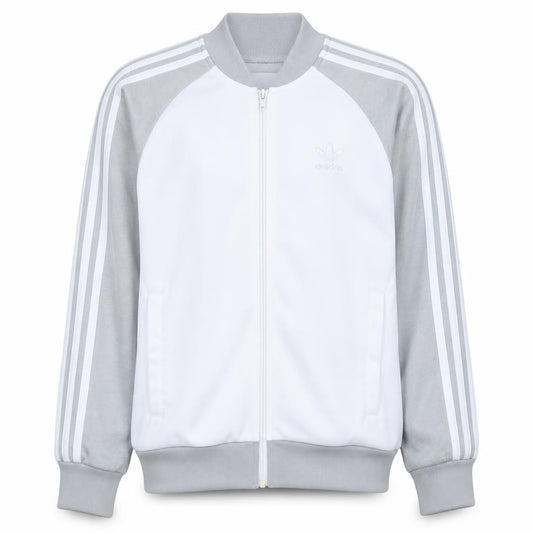 Front view of Adidas Men's White & Grey Track Jacket, size S, Full Zip Casual Sports