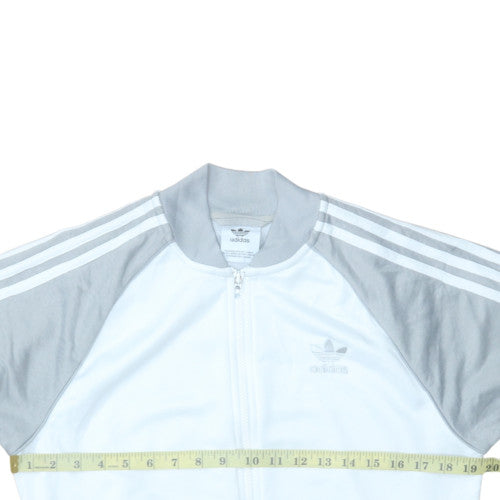 Adidas Men's White & Grey Track Jacket Size S Full Zip Casual Sports