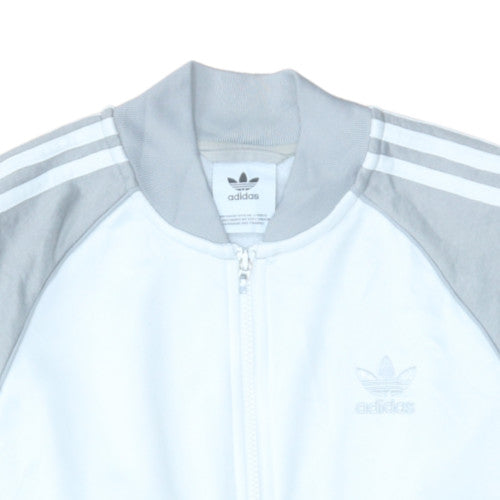 Adidas Men's White & Grey Track Jacket Size S Full Zip Casual Sports