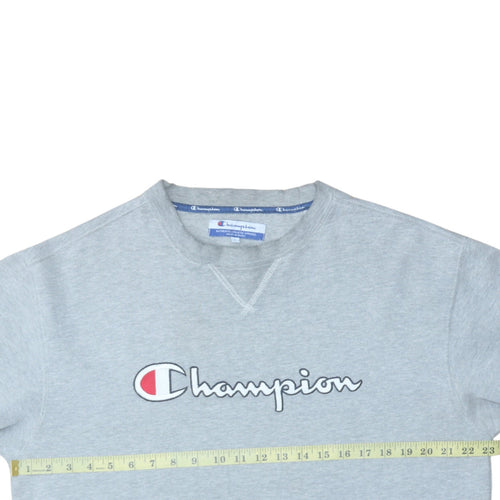 Champion Men's Grey Logo Pullover Sweatshirt Size L