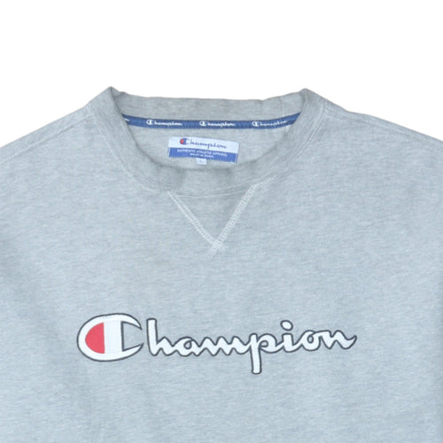 Champion Men's Grey Logo Pullover Sweatshirt Size L